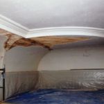 Another decorative area prior to restoration with the damaged plaster removed.